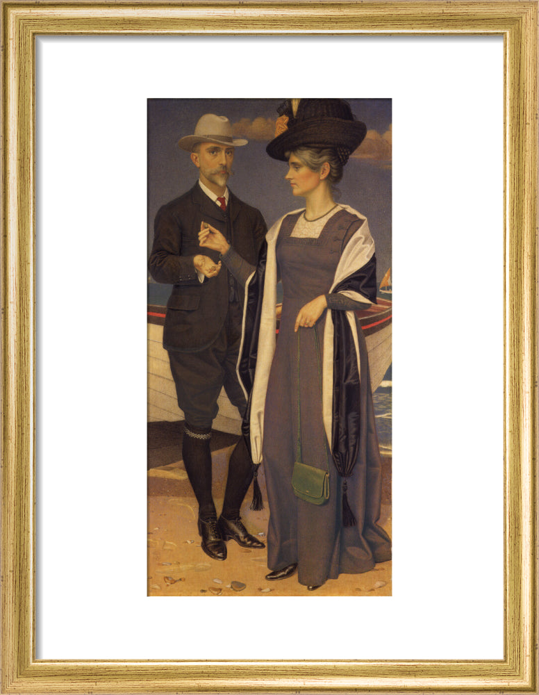 Joseph southall; anna elizabeth southall portrait print (art print, small, gold frame)