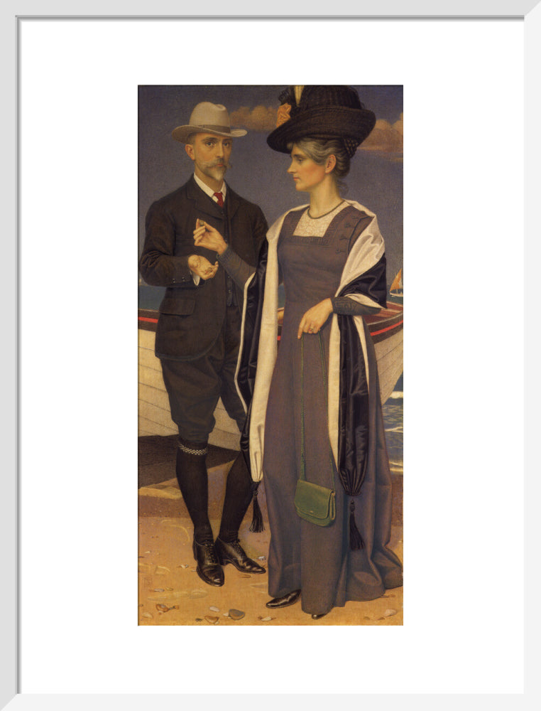 Joseph southall; anna elizabeth southall portrait print (art print, medium, white frame)