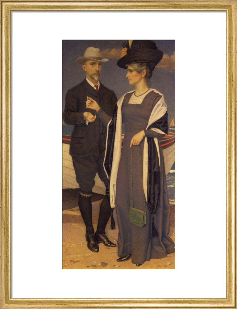 Joseph southall; anna elizabeth southall portrait print (art print, medium, gold frame)