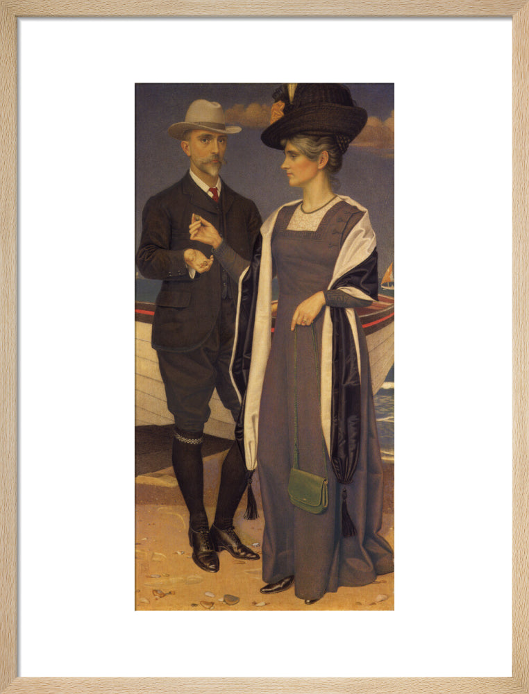 Joseph southall; anna elizabeth southall portrait print (art print, medium, natural frame)