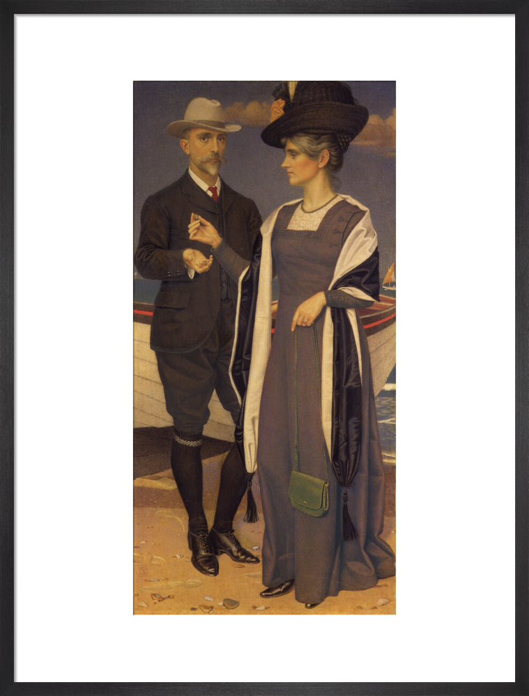 Joseph southall; anna elizabeth southall portrait print (art print, large, black frame)