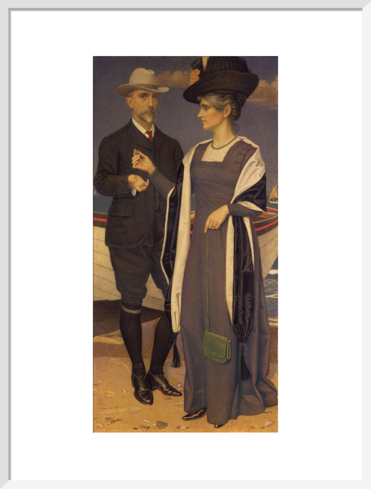 Joseph southall; anna elizabeth southall portrait print (art print, large, white frame)