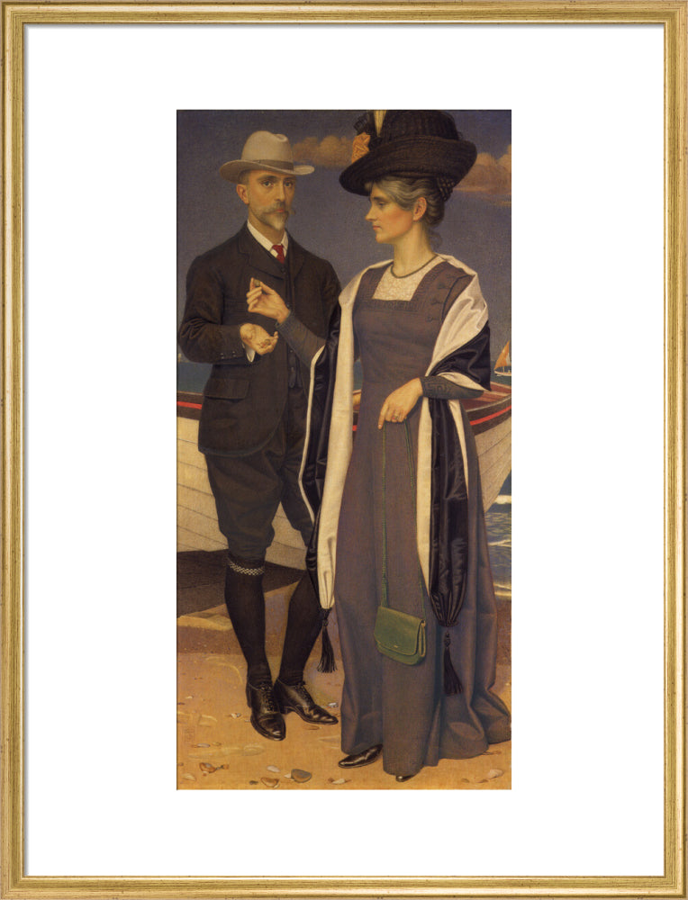 Joseph southall; anna elizabeth southall portrait print (art print, large, gold frame)