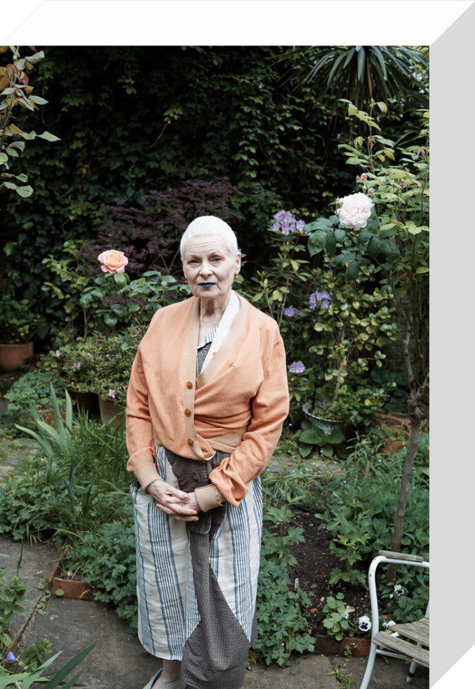 Vivienne in her garden, london 2014 (dame vivienne westwood) portrait print (stretched canvas, small, no frame)