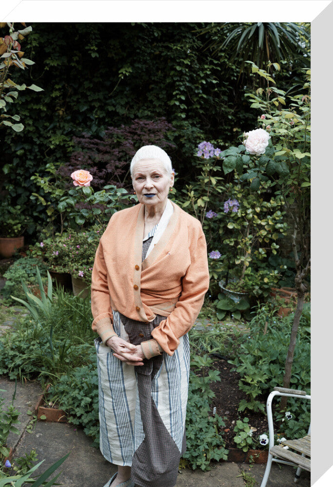 Vivienne in her garden, london 2014 (dame vivienne westwood) portrait print (stretched canvas, medium, no frame)