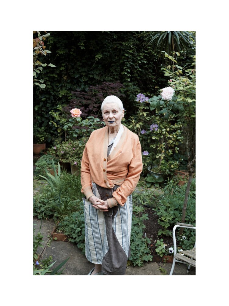 Vivienne in her garden, london 2014 (dame vivienne westwood) portrait print (art print, medium, no frame)