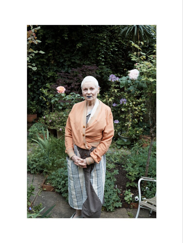 Vivienne in her garden, london 2014 (dame vivienne westwood) portrait print (art print, large, no frame)