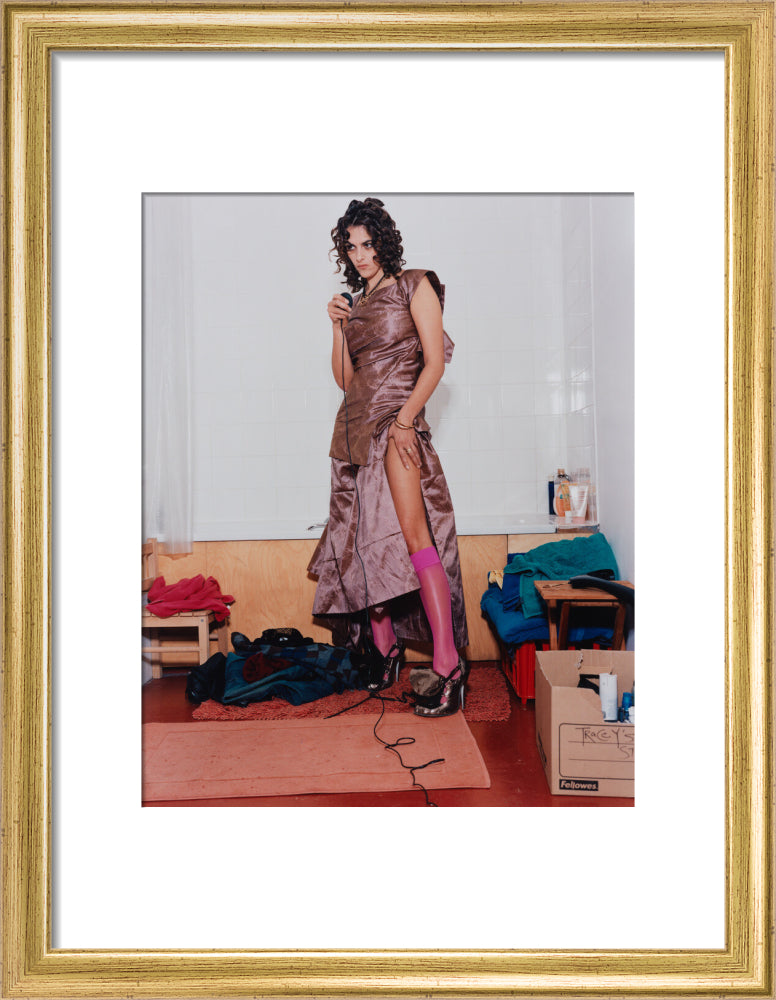 Dame tracey emin portrait print (art print, small, gold frame frame)