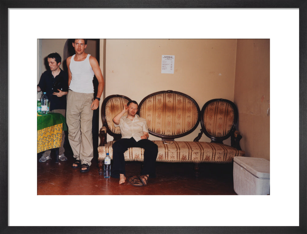 Radiohead (thom yorke; colin greenwood; edward john o'brien) portrait print (art print, medium, black frame)