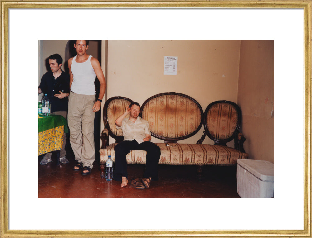 Radiohead (thom yorke; colin greenwood; edward john o'brien) portrait print (art print, large, gold frame)