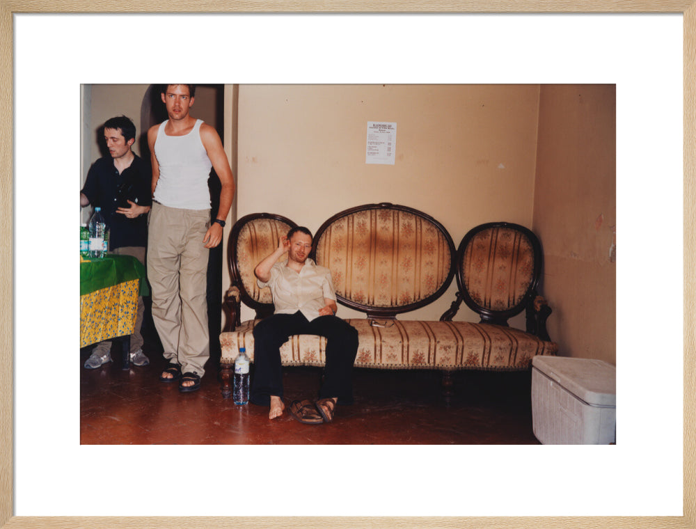 Radiohead (thom yorke; colin greenwood; edward john o'brien) portrait print (art print, large, natural frame)