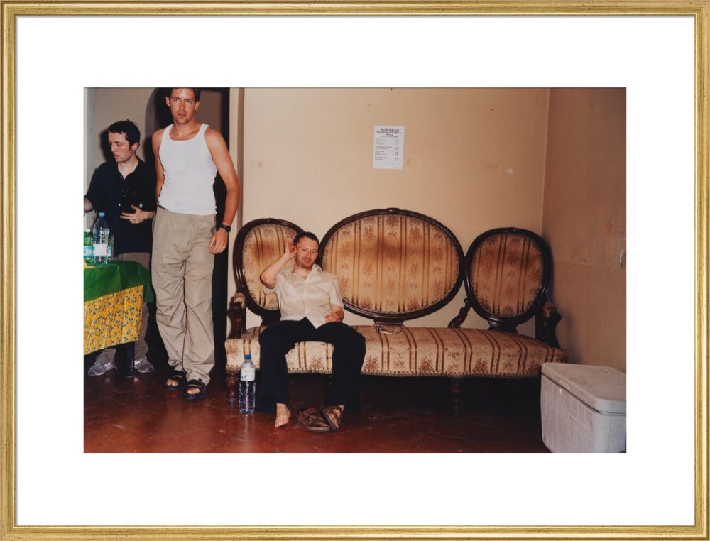 Radiohead (thom yorke; colin greenwood; edward john o'brien) portrait print (art print, extra large, gold frame)