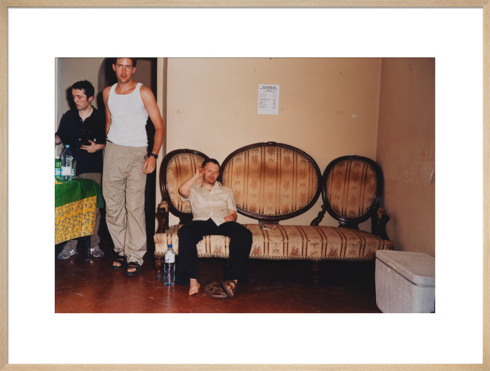 Radiohead (thom yorke; colin greenwood; edward john o'brien) portrait print (art print, extra large, natural frame)