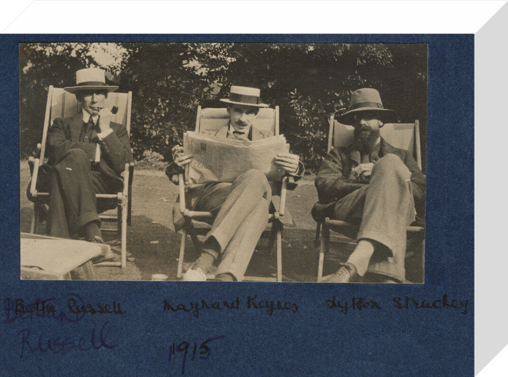 Bertrand russell; john maynard keynes, baron keynes; lytton strachey portrait print (stretched canvas, small, no frame frame)