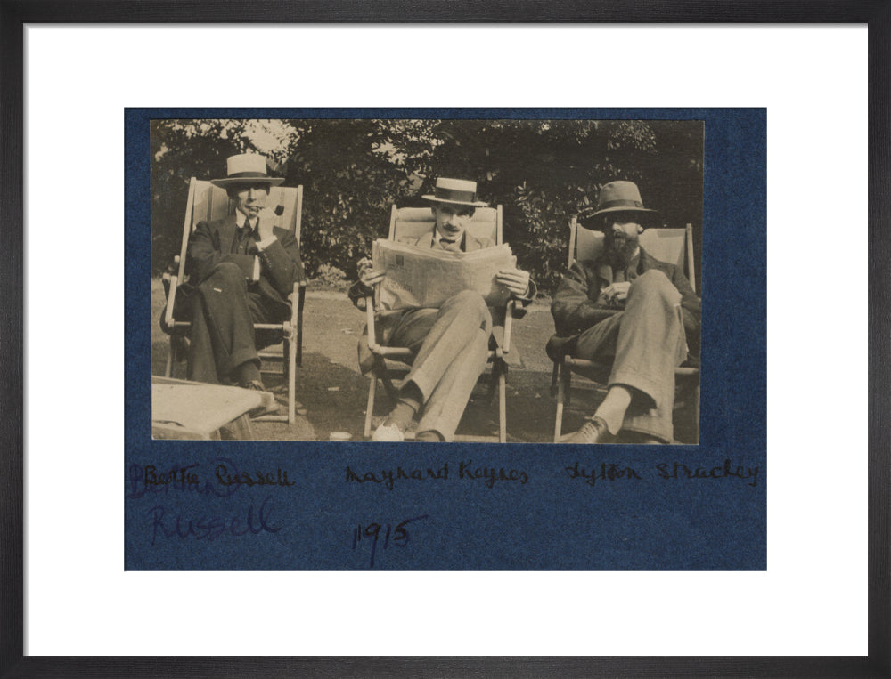 Bertrand russell; john maynard keynes, baron keynes; lytton strachey portrait print (art print, medium, black frame frame)