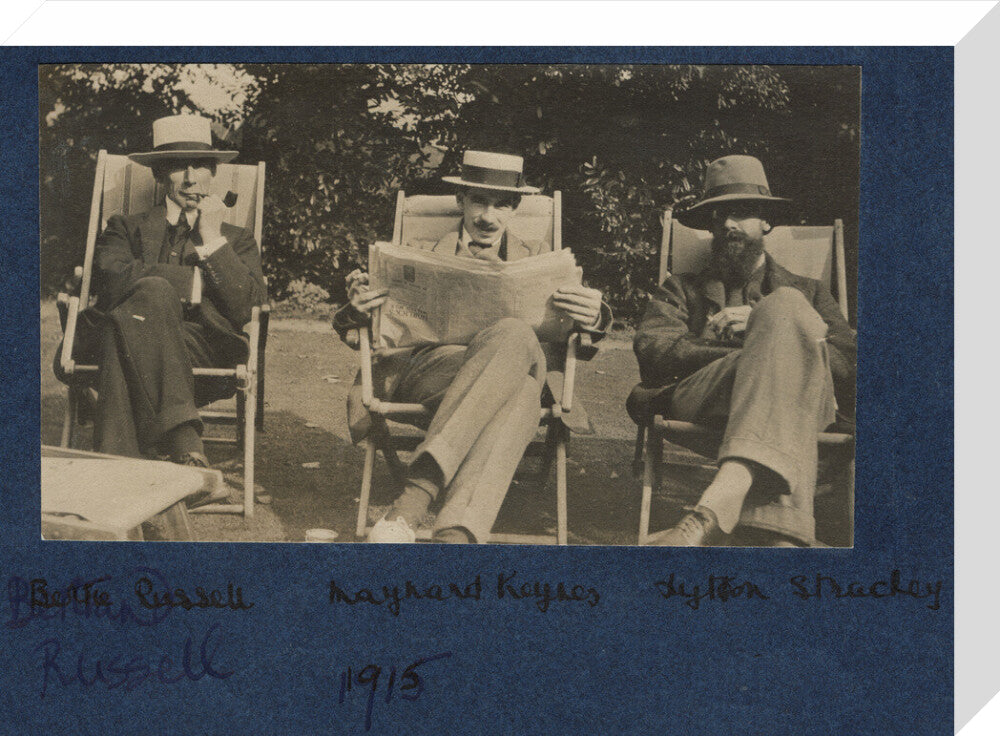 Bertrand russell; john maynard keynes, baron keynes; lytton strachey portrait print (stretched canvas, medium, no frame frame)