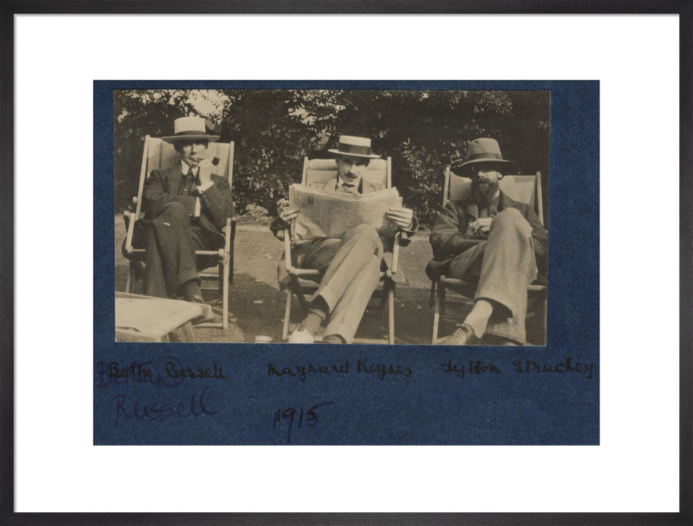 Bertrand russell; john maynard keynes, baron keynes; lytton strachey portrait print (art print, large, black frame frame)