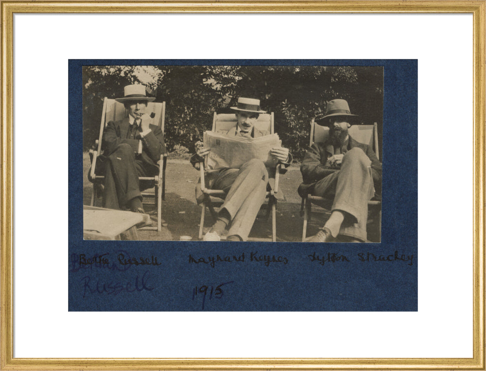 Bertrand russell; john maynard keynes, baron keynes; lytton strachey portrait print (art print, large, gold frame frame)