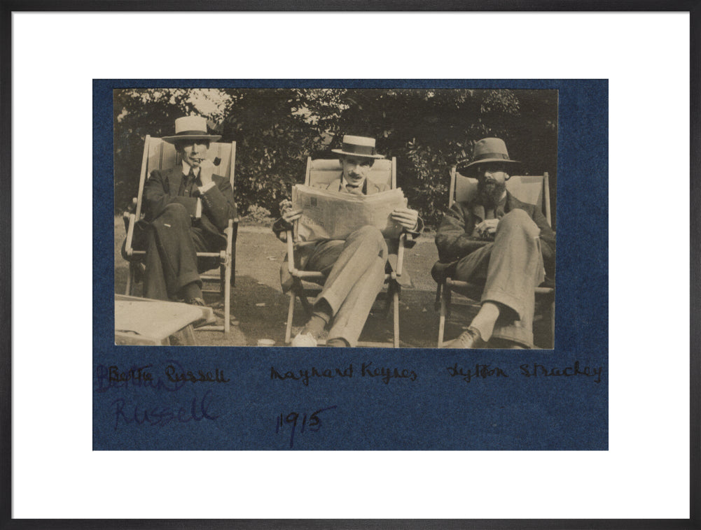 Bertrand russell; john maynard keynes, baron keynes; lytton strachey portrait print (art print, extra large, black frame frame)
