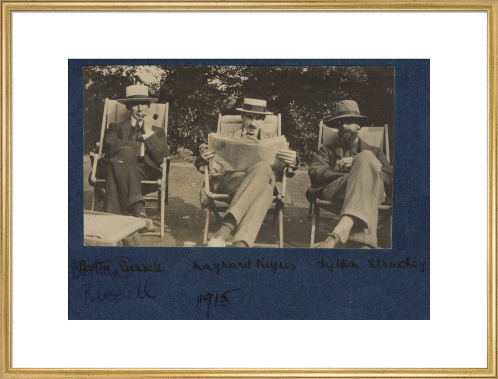 Bertrand russell; john maynard keynes, baron keynes; lytton strachey portrait print (art print, extra large, gold frame frame)