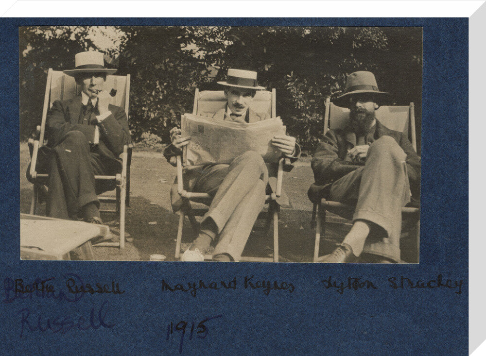Bertrand russell; john maynard keynes, baron keynes; lytton strachey portrait print (stretched canvas, large, no frame frame)