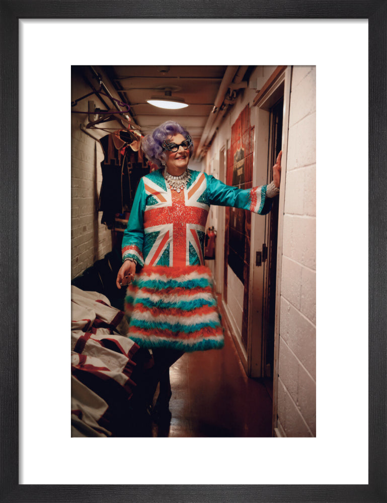 Barry humphries as dame edna everage portrait print (art print, small, black frame frame)
