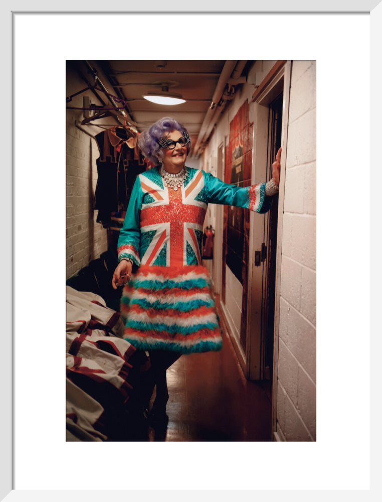 Barry humphries as dame edna everage portrait print (art print, medium, white frame frame)