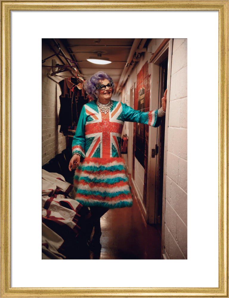 Barry humphries as dame edna everage portrait print (art print, medium, gold frame frame)