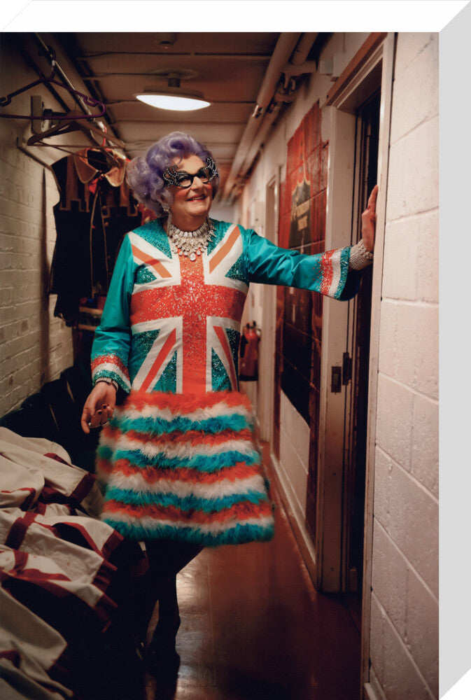 Barry humphries as dame edna everage portrait print (stretched canvas, medium, no frame frame)