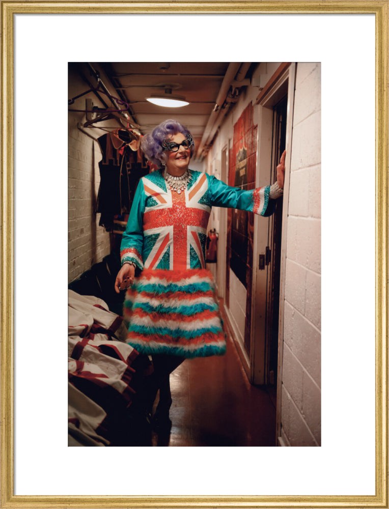 Barry humphries as dame edna everage portrait print (art print, large, gold frame frame)