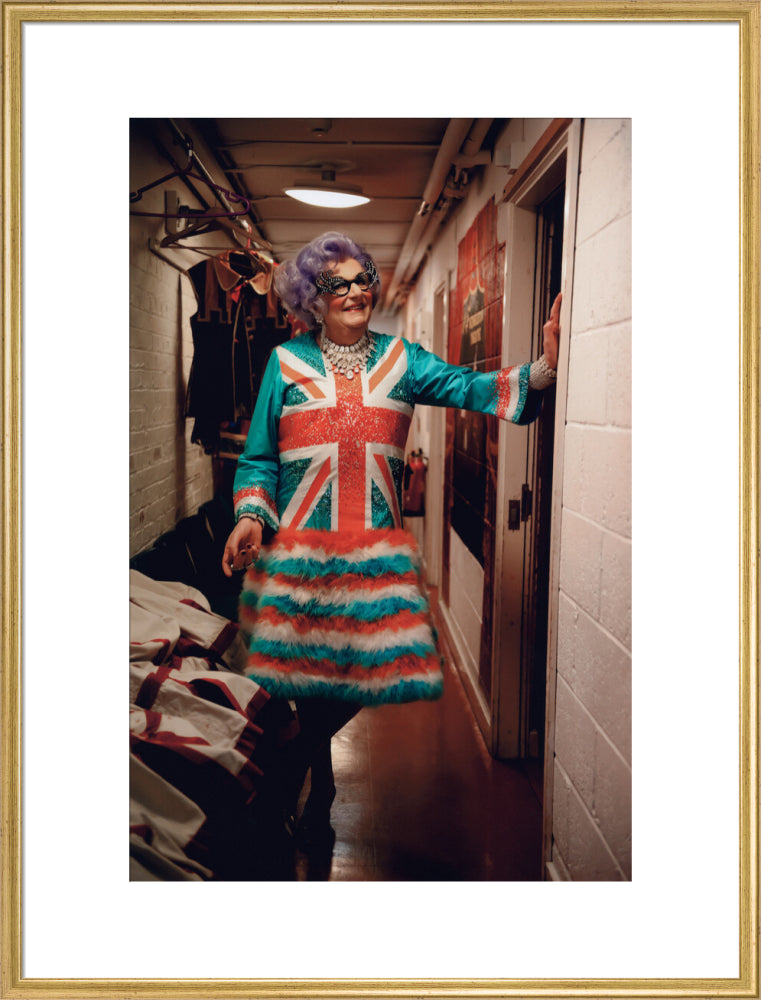 Barry humphries as dame edna everage portrait print (art print, extra large, gold frame frame)