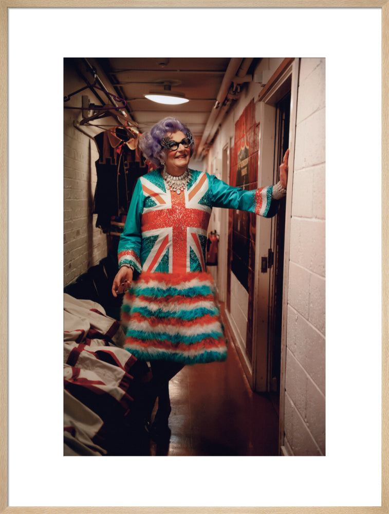 Barry humphries as dame edna everage portrait print (art print, extra large, natural frame frame)