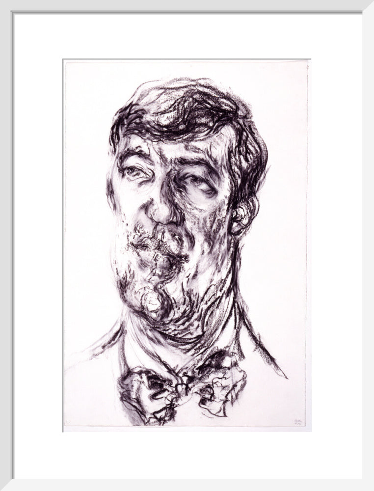 Stephen fry portrait print (art print, medium, white frame)