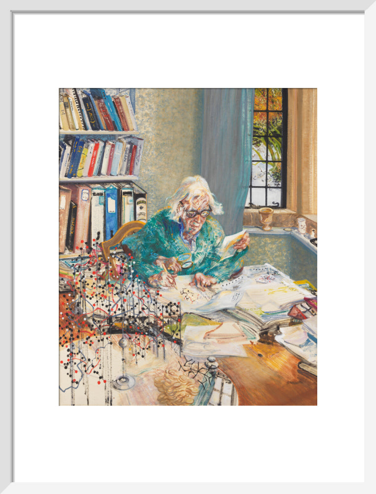 Dorothy crowfoot hodgkin portrait print (art print, medium, white frame)