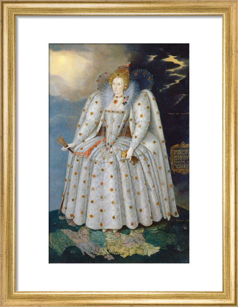 Queen elizabeth i ('the ditchley portrait') portrait print (art print, small, gold frame)