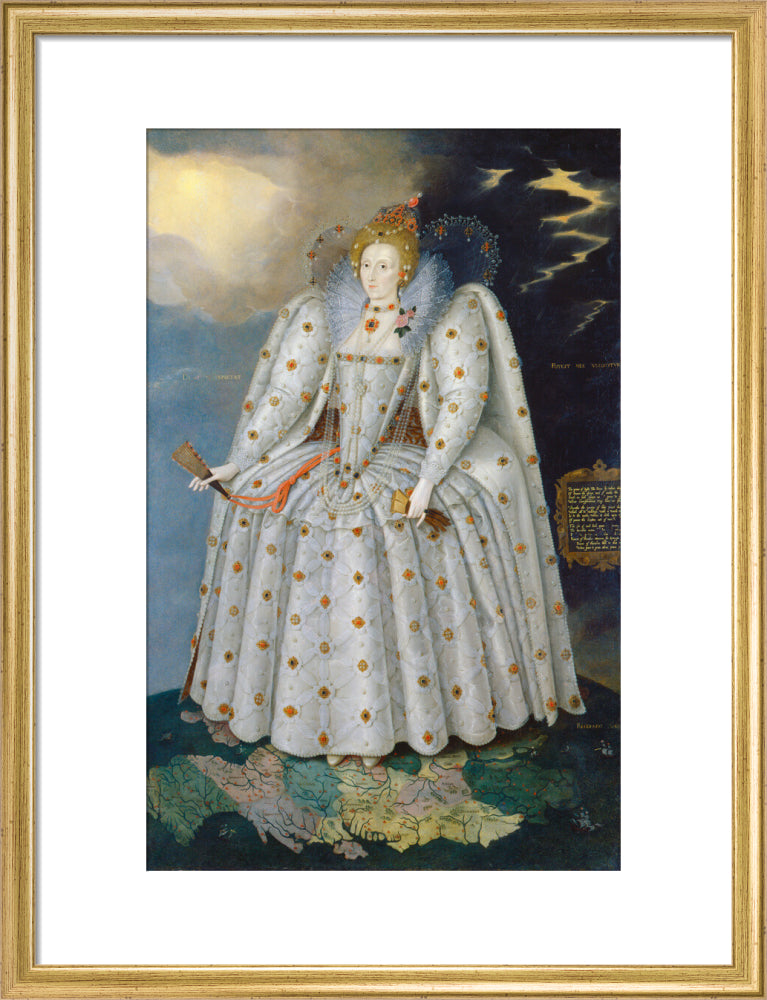 Queen elizabeth i ('the ditchley portrait') portrait print (art print, medium, gold frame)