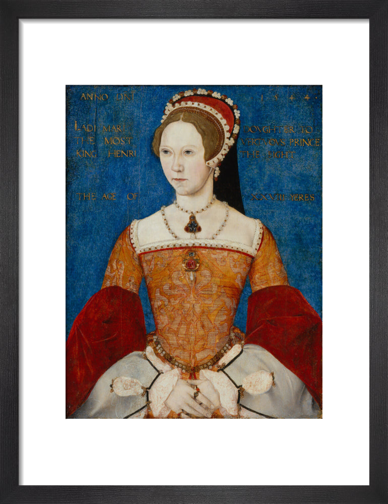 Queen mary i portrait print (art print, small, black frame)
