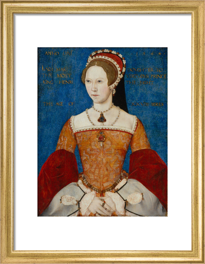 Queen mary i portrait print (art print, small, gold frame)