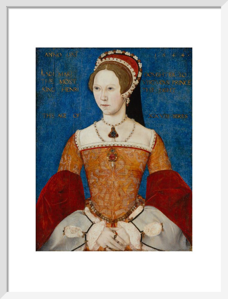 Queen mary i portrait print (art print, medium, white frame)
