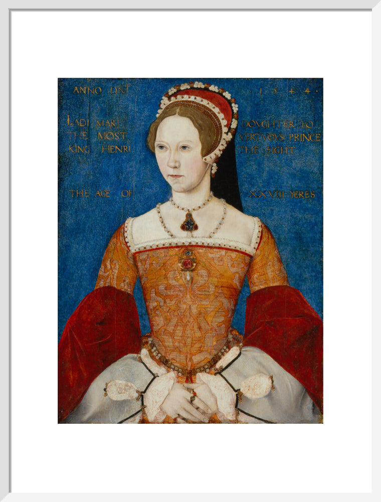 Queen mary i portrait print (art print, large, white frame)