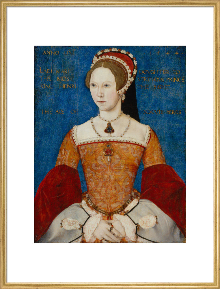 Queen mary i portrait print (art print, extra large, gold frame)