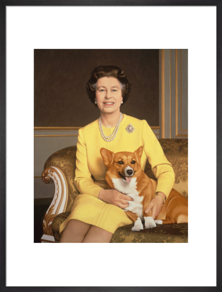 Queen elizabeth ii portrait print (art print, large, black frame)