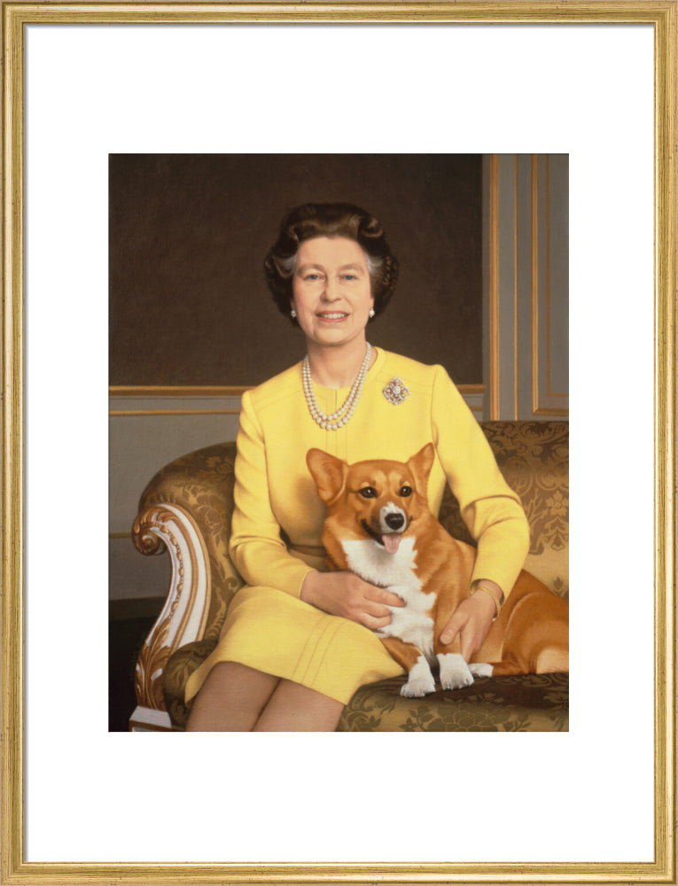 Queen elizabeth ii portrait print (art print, large, gold frame)