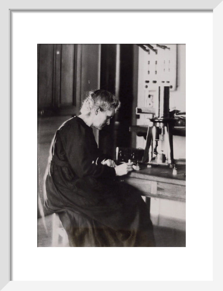 Marie curie portrait print (art print, small, white frame)