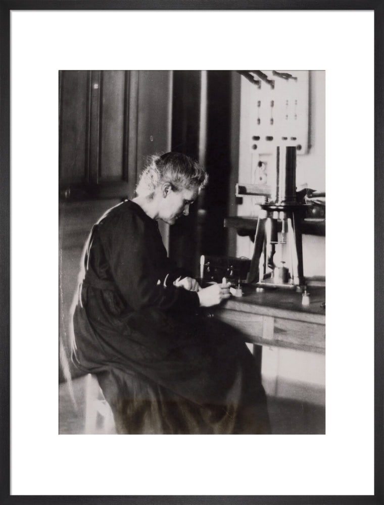 Marie curie portrait print (art print, large, black frame)