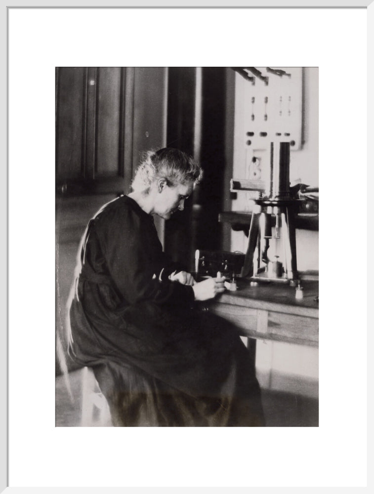 Marie curie portrait print (art print, extra large, white frame)