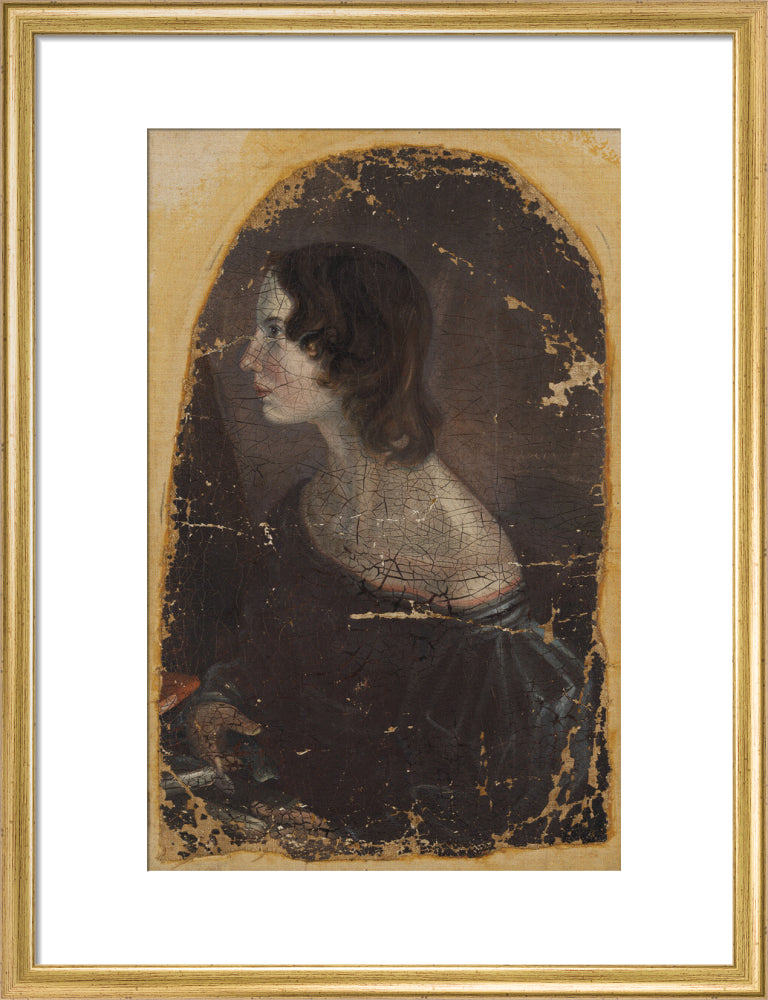 Emily brontë portrait print (art print, medium, gold frame)
