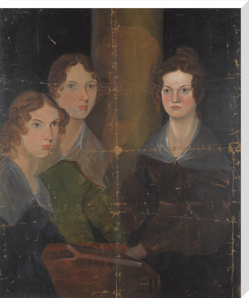 The brontë sisters (anne brontë; emily brontë; charlotte brontë) portrait print (stretched canvas, extra large, no frame)