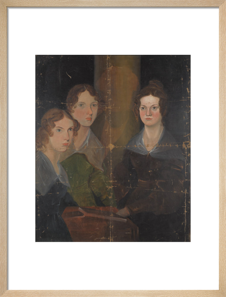 The brontë sisters (anne brontë; emily brontë; charlotte brontë) portrait print (art print, medium, natural frame)
