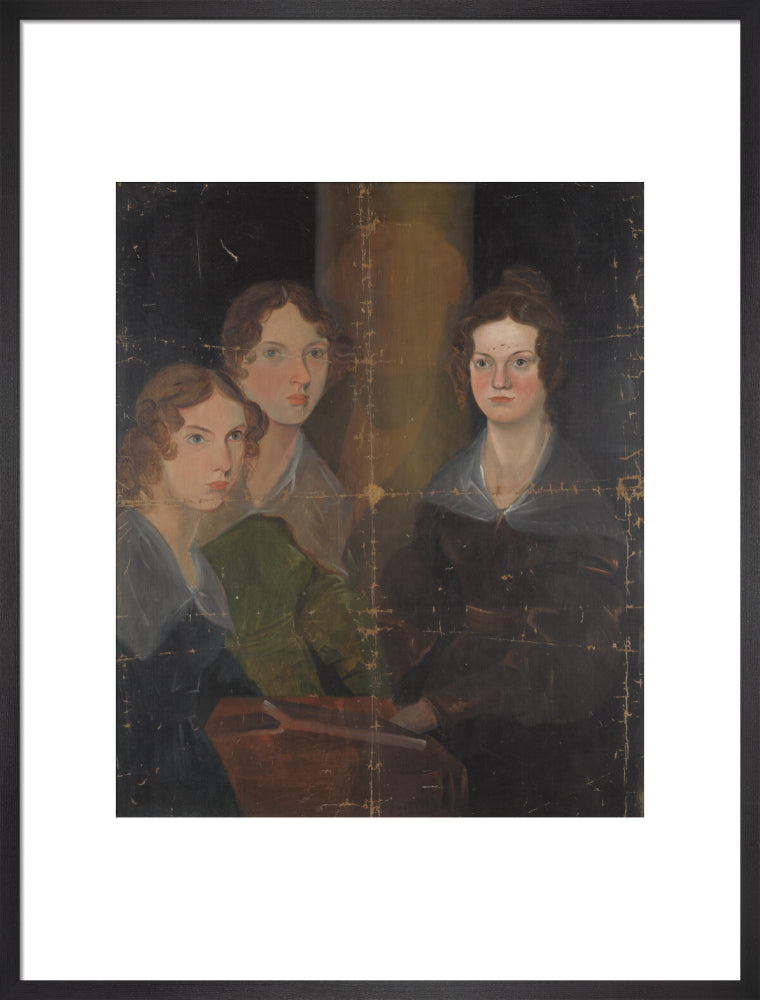 The brontë sisters (anne brontë; emily brontë; charlotte brontë) portrait print (art print, large, black frame)